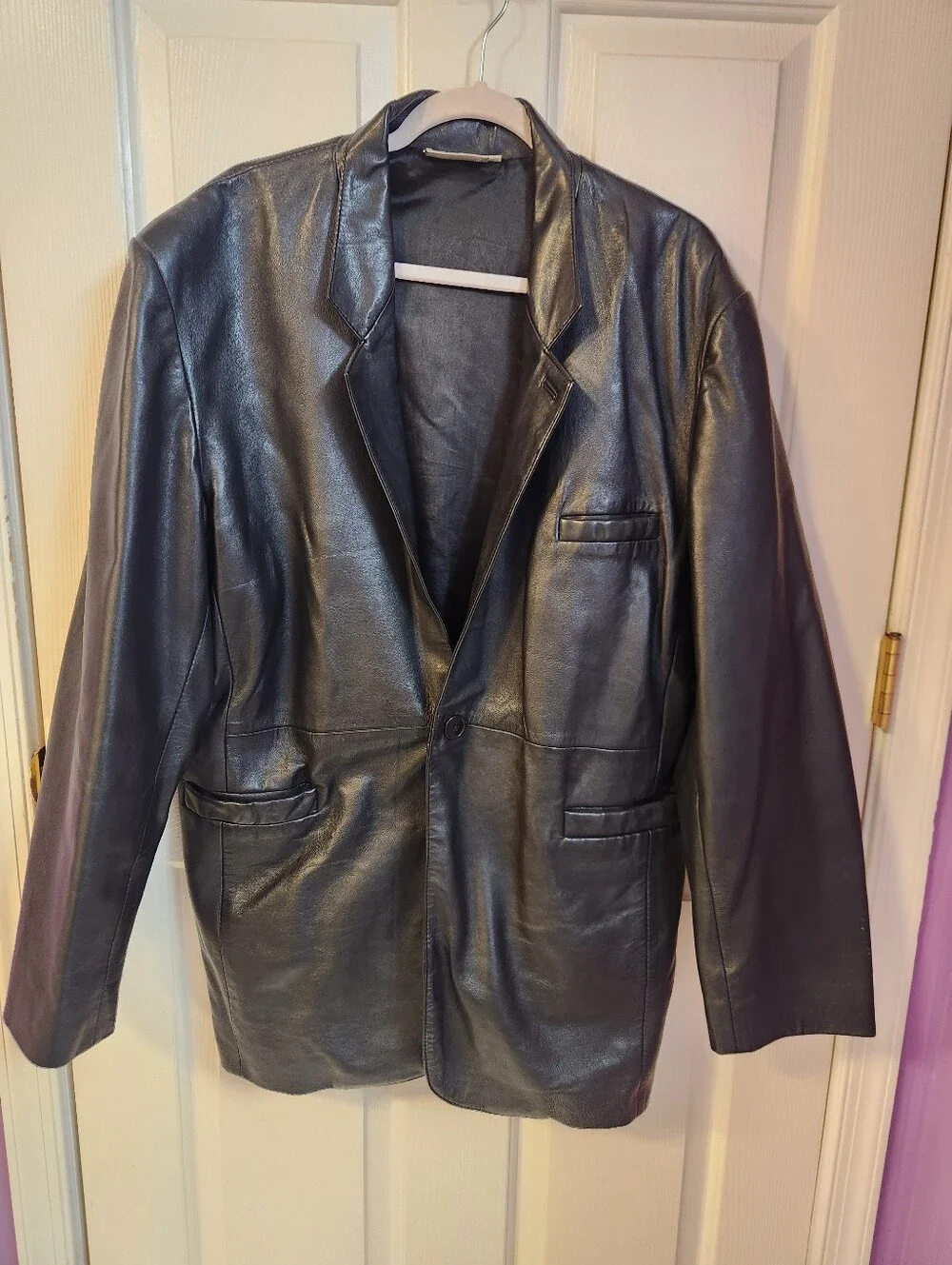 Men's Black Leather Vintage Blazer Jacket